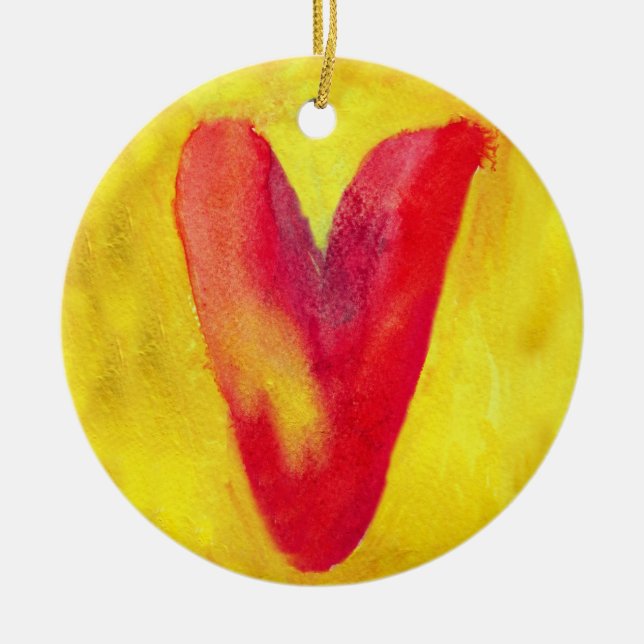 Cœur rouge Fond jaune Ornement (Devant)