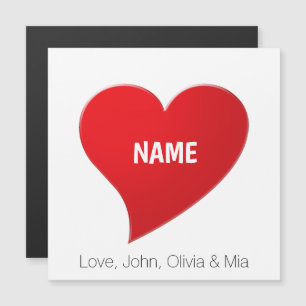 Coeur rouge mignon nom personnalisé carte texte ty