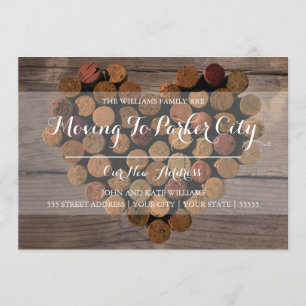 Coeur rustique de liège de vin - faire-part mobile