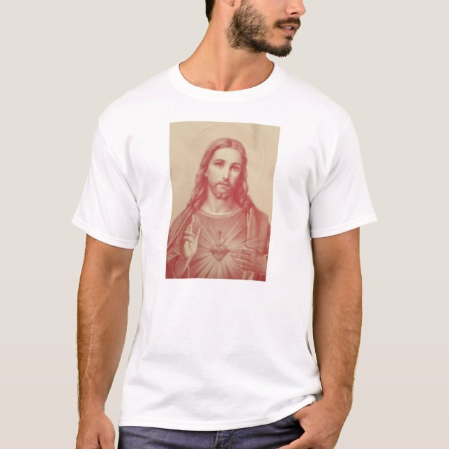Coeur sacré de cru de T-shirt de Jésus (Devant)