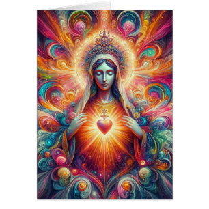 Coeur sacré psychédélique coloré de Marie