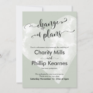 Coeur Sage Vert Reporté Mariage Changement de plan