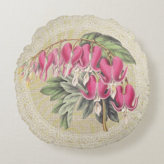 Coeur saignant & dentelle fleurie vintage coussin (Devant)