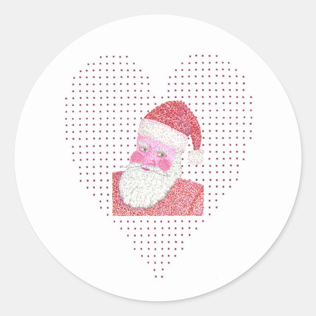 Coeur Santa Claus Stickers de vacances en Pointill (Devant)