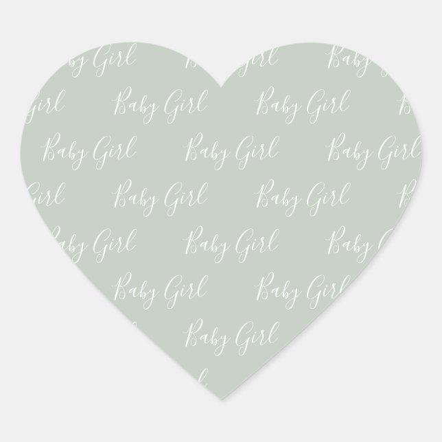 Cœur Script Green Baby Girl Sticker Coeur moderne (Devant)
