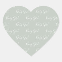 Script Green Baby Girl Sticker Coeur moderne