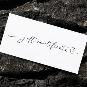 Coeur Script Plain Business Logo Certificat cadeau