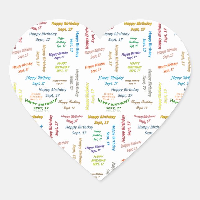 Cœur Septembre, 17 Anniversaire Sticker (Devant)