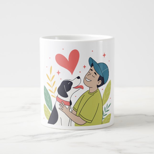 Coeur serrant garçon serrant le chien la Mug (Devant)
