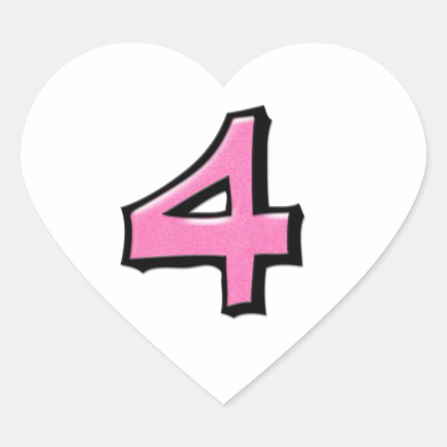 Cœur Silencieux Numéro 4 rose blanc Coeur Sticker (Devant)