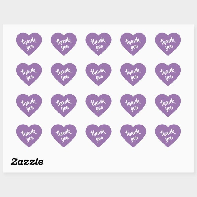 Cœur Soft Muted Lavender Thank You Heart Sticker (Feuille)