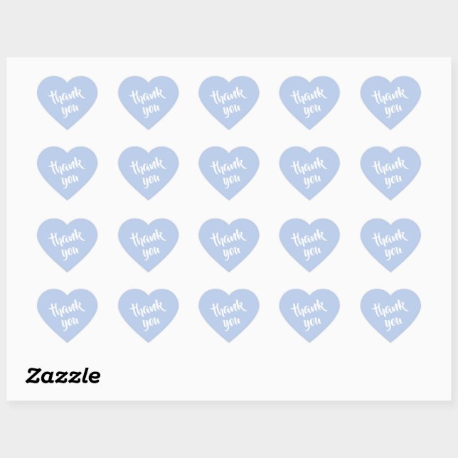 Cœur Soft Sky Blue Thank You Heart Sticker (Feuille)