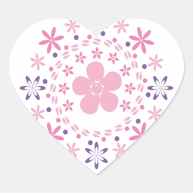 Cœur Spirale de fleurs : Vector Art : Sticker de coeur (Devant)