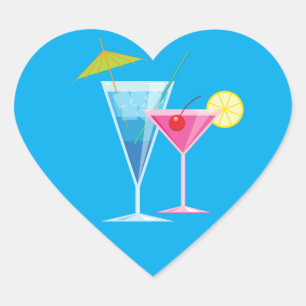Cœur Sticker à cocktails Tropical Beach