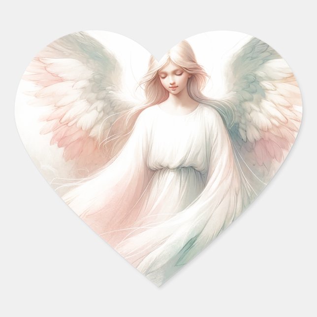 Cœur Sticker Angel du gardien Pastel (Devant)