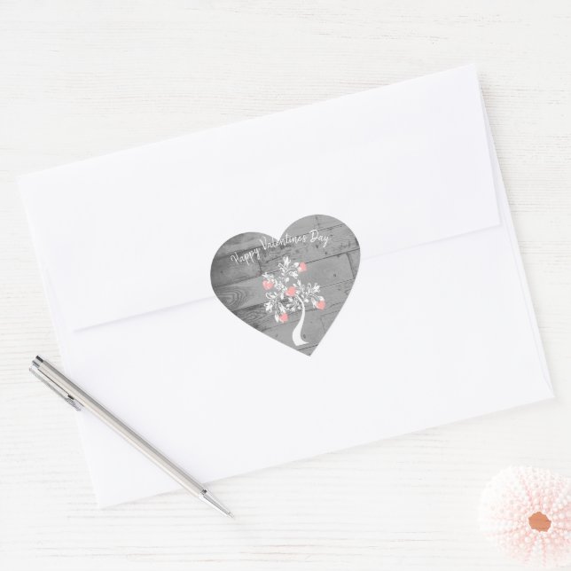 Cœur Sticker Arbre Coeurs Valentin Rose (Enveloppe)