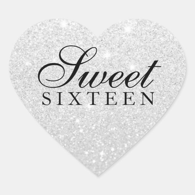 Cœur Sticker - Argent Parties scintillant Fab Sweet 16 (Devant)