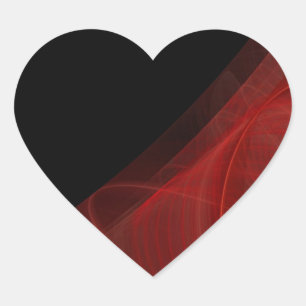 Cœur Sticker Arrière - plan Fractal Rouge & Noir