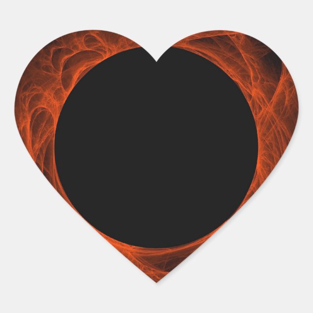 Cœur Sticker Arrière - plan Fractal Rouge & Noir (Devant)