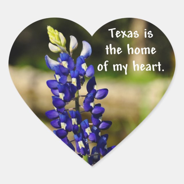Cœur Sticker Bluebonnet "Le Texas est la maison de mon  (Devant)