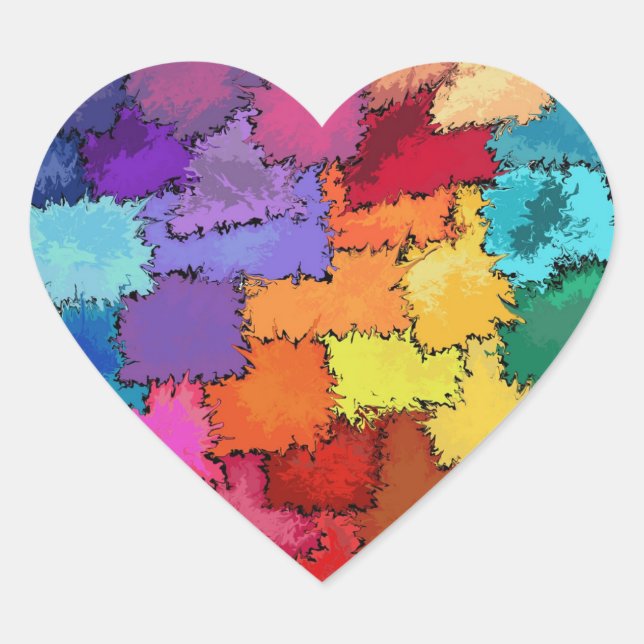 Cœur Sticker cardiaque coloré liquide (Devant)