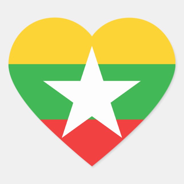 Cœur Sticker cardiaque du drapeau du Myanmar (Devant)