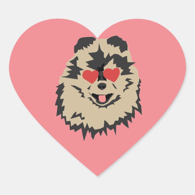 Cœur Sticker Carré de coeur de Chien Pomeranian Valenti (Devant)