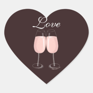 Cœur Sticker Champagne Rose