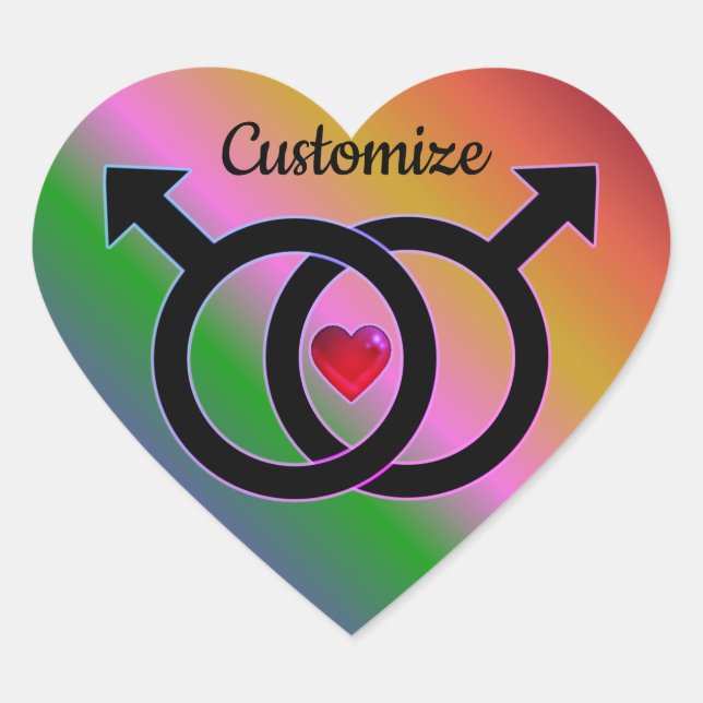 Cœur Sticker Coeur Arc-en-ciel pour mariage gay (Devant)