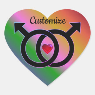 Cœur Sticker Coeur Arc-en-ciel pour mariage gay