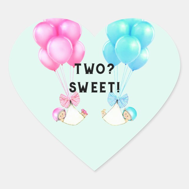 Cœur Sticker Coeur Baby shower Twins (Devant)