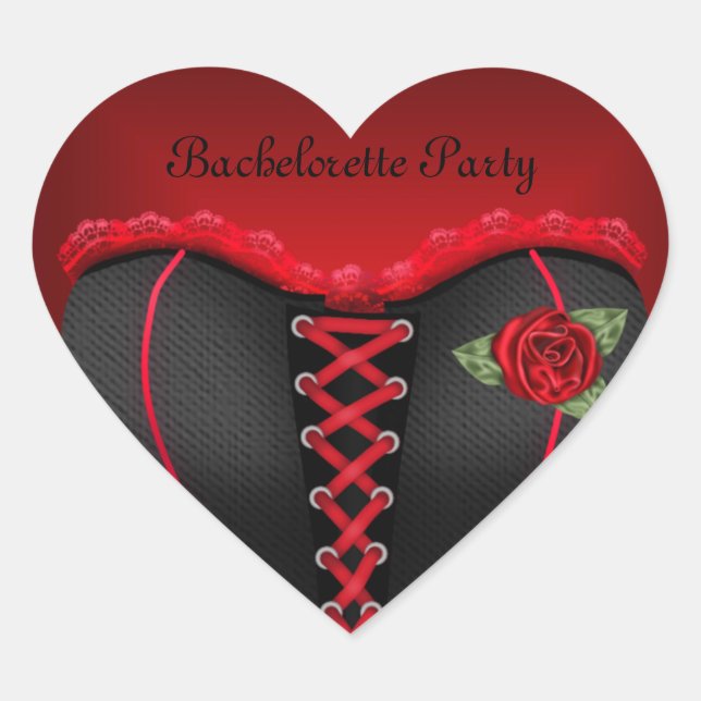 Cœur Sticker Coeur Bachelorette Party Black Red Corset (Devant)