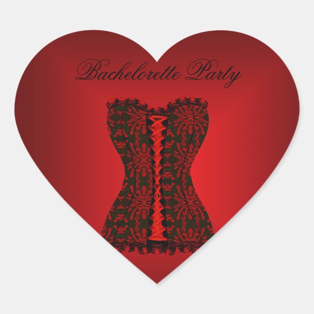 Cœur Sticker Coeur Bachelorette Party Black Red Corset (Devant)
