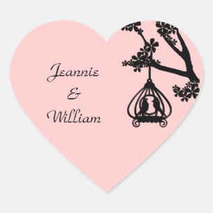 Cœur Sticker Coeur Chic Inséparables Rose et Noir