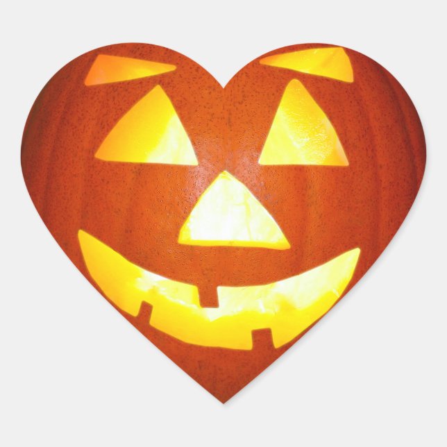 Cœur Sticker Coeur Citrouille Halloween Jack-o'-lantern (Devant)