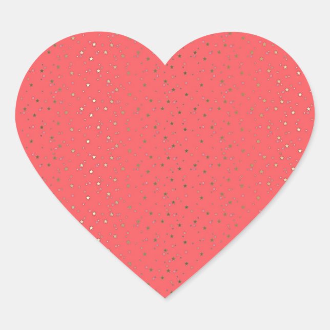 Cœur Sticker Coeur Coral Tiny Golden Stars (Devant)