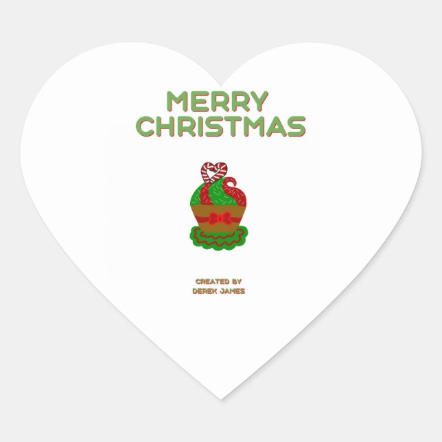 Cœur Sticker Coeur Cupcake de Noël (Devant)