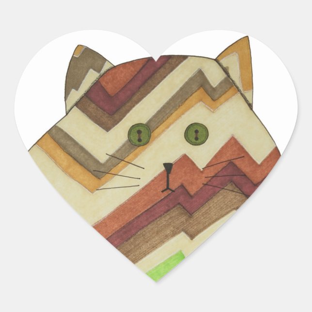 Cœur Sticker Coeur de chat gras (Devant)