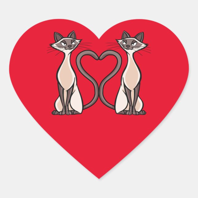 Cœur Sticker Coeur de Chats Siamais (Devant)