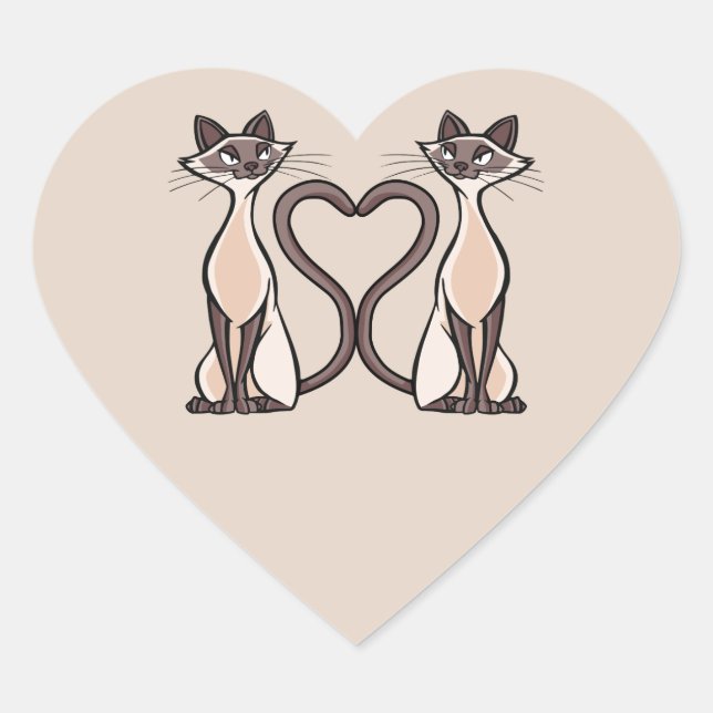 Cœur Sticker Coeur de Chats Siamais (Devant)