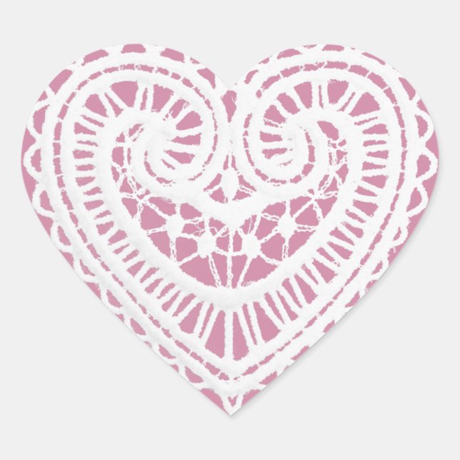 Cœur Sticker Coeur de dentelle rose (Devant)