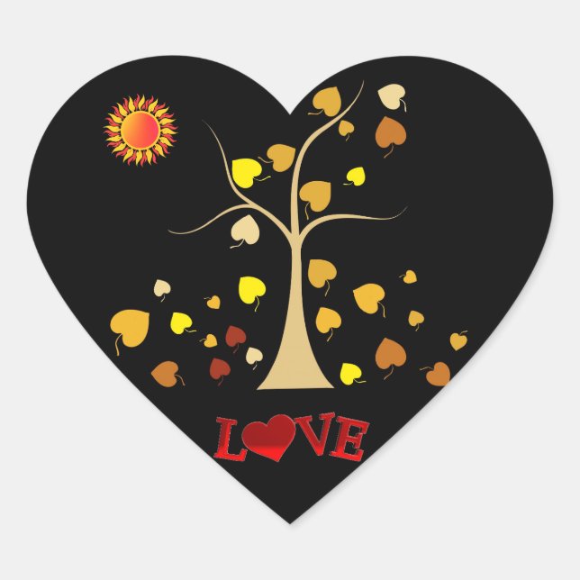 Cœur Sticker Coeur de l'arbre d'amour (Devant)