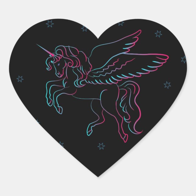 Cœur Sticker Coeur de licorne noire (Devant)