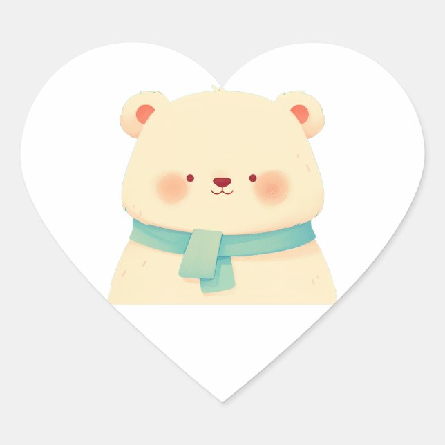 Cœur Sticker Coeur de l'ours mignon (Devant)