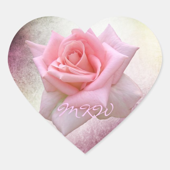 Cœur Sticker Coeur de rose rose parfait (Devant)