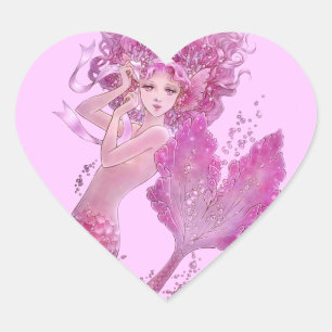 Cœur Sticker Coeur de sirène rose en ruban