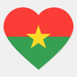 Cœur Sticker Coeur Drapeau Burkina Faso
