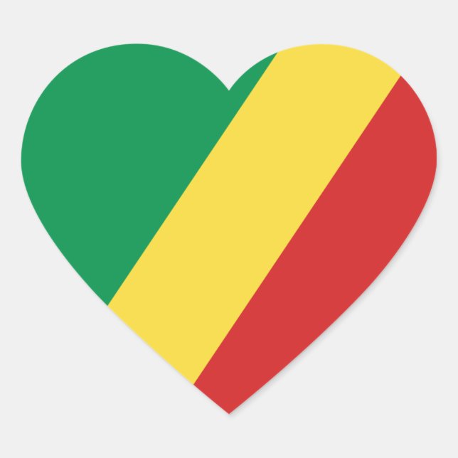 Cœur Sticker Coeur Drapeau Congo-Brazzaville (Devant)