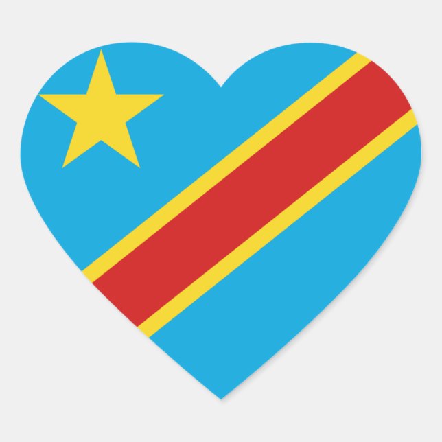 Cœur Sticker Coeur Drapeau Congo-Kinshasa (Devant)