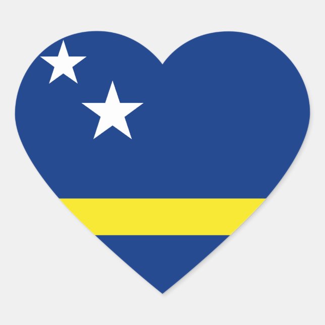 Cœur Sticker Coeur Drapeau Curaçao (Devant)